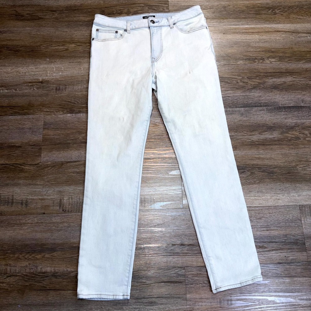 Express Hyper Stretch Slim Fit Straight-Leg Jeans Mens W32 x L32 Acid Wash